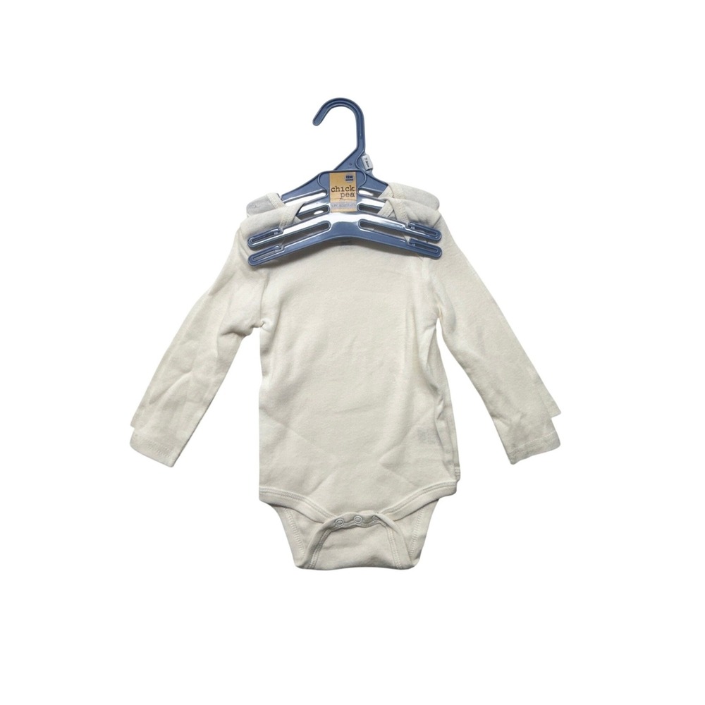 NWT Chick Pea Baby 2 Pack Long Sleeve Bodysuits White 12 M 100% Cotton